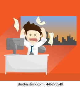 busy angry work time salary man cartoon lifestyle illustration