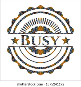 Busy arabic badge background. Arabesque decoration.