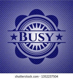 Busy badge with jean texture