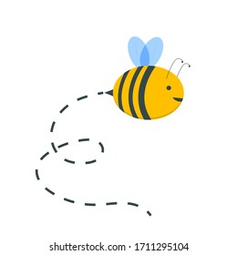 Busy Bee. Abstract Flying Bee And Track. Vector Illustration