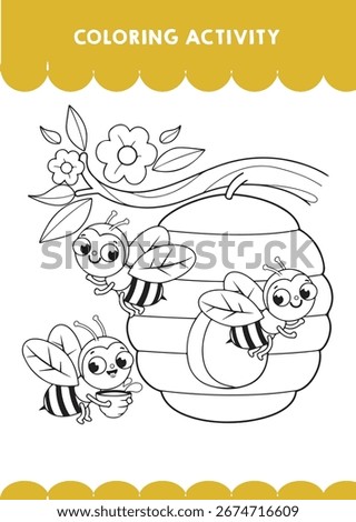Busy bee coloring activity for kids preschool art