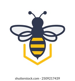 Busy bee icon with honeycomb. A simple illustration of a hardworking bee hovering over its honeycomb, representing industry, productivity, and the sweetness of success.