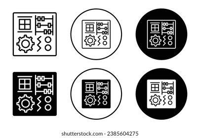 Busy board vector icon set in black filled and outlined style.