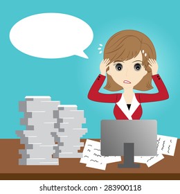 Busy business woman with too much workload