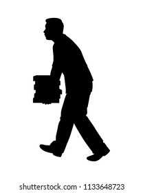 Busy businessman with document folder silhouette vector