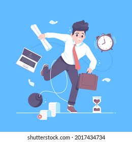 Busy Businessman Multitasking illustration background