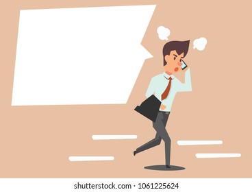 busy businessman walk and talking on phone