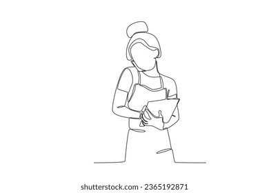 A busy businesswoman at work. Dia de la mujer emprendedora one-line drawing