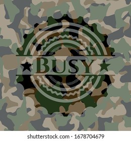 Busy camo emblem. Vector Illustration. Detailed.