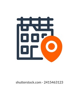 Busy Construction Site Vector Icon Illustration