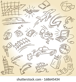 Busy daily routine cartoon icons