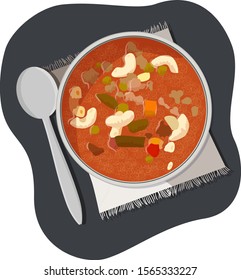 Busy day soup. Vector illustration