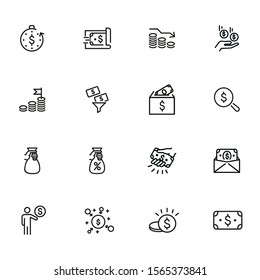 Busy earning line icon set. Money, cash, business. Sales concept. Can be used for topics like finance, investment, banking