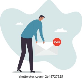 Busy email overload, inefficient communication, anxiety, exhausted or burnout from too many messages.character for design.