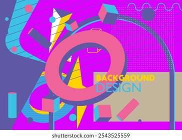 Busy geometrical graphic retro theme cover. Minimal geometric elements poster design. Vintage abstract shapes template for poster banner.