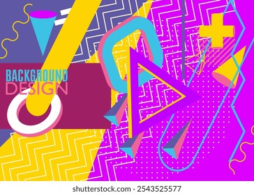 Busy geometrical graphic retro theme cover. Minimal geometric elements poster design. Vintage abstract shapes template for poster banner.