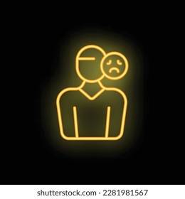 Busy health icon outline vector. Burnout work. Woman job neon color isolated on black