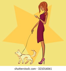 Busy lady with a dog