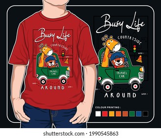 busy life around city, vector animal cartoon illustration design graphic for printing