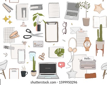 Busy office pattern. Business hardworking  office concept