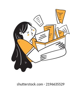 Busy overwhelmed girl worker concept
