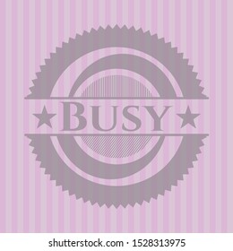 Busy realistic pink emblem. Vector Illustration. Detailed.