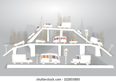 Busy roads, junctions and bridges "White city" collection