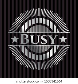 Busy silver emblem or badge. Vector Illustration. Mosaic.