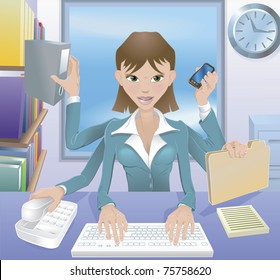 441 Cartoon business women multi tasking Images, Stock Photos & Vectors ...