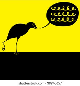 busy talking bird in yellow and black