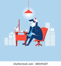 Busy time of businessman in hard working