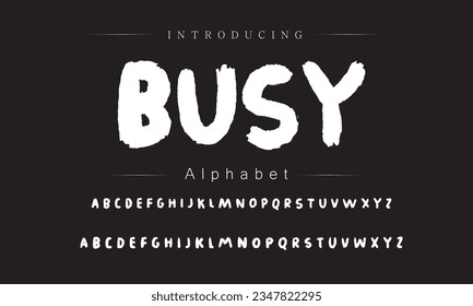 Busy vector brush style font, alphabet, typeface
