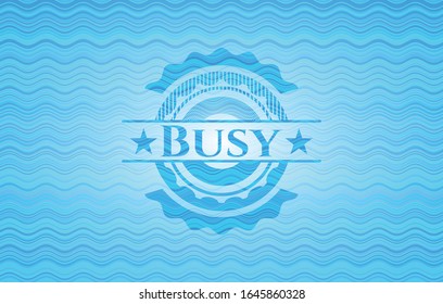 Busy water wave style badge. Vector Illustration. Detailed.