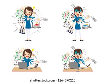 Busy woman to do a multi-tasking.