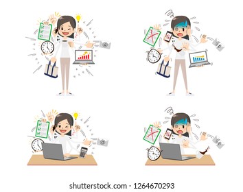 Busy woman to do a multi-tasking.
