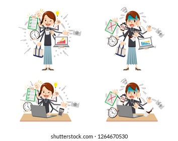 Busy woman to do a multi-tasking.