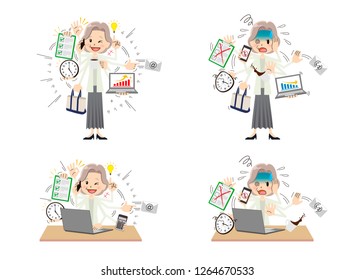 Busy woman to do a multi-tasking.