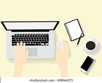 Busy Working Laptop Office Concept