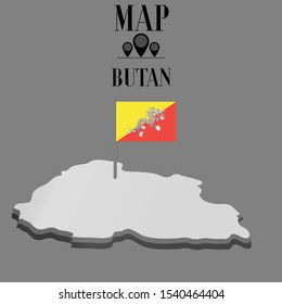 Butan, Thimphu outline world map silhouette vector illustration, creative design background, national country flag, design element, symbols from countries all continents set. 