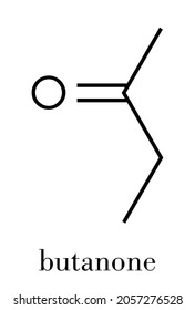Butanone (methyl ethyl ketone, MEK) industrial solvent, chemical structure. Skeletal formula.