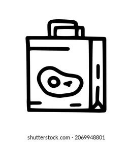butcher bag line vector doodle simple icon