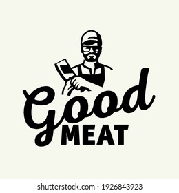 Butcher Beard logo design, Beard logo. Logo template for the meat industry - shop, market, restaurant or graphic design. 