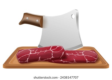 cuchillo de chef de carnicero para cortar la ilustración vectorial de carne aislado sobre fondo blanco
