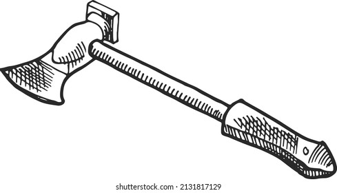 Butcher chopper ax. Hand drawn meat tenderizer