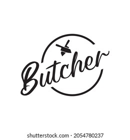 Butcher Classic Emblem Crossed Knife Vector Stock Vector (Royalty Free ...