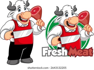 Mascote De Vaca De Açougue Com Carne