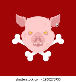 Butcher emblem. Pork head and crossbones