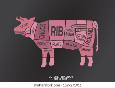 The butcher guild diagram cut of beef