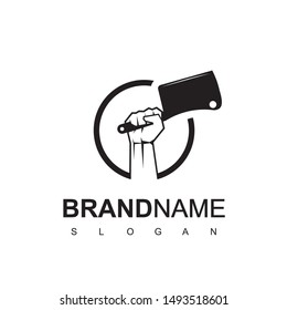 Butcher Hand Logo Design Template