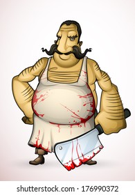 Butcher with a hatchet in hand 